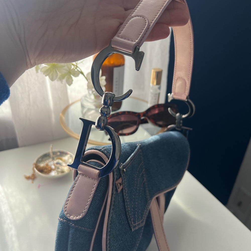 Dior Blue and Pink Saddle Bag - Picture 4 of 5